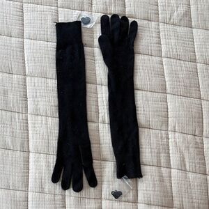 White + Warren Black Long Gloves